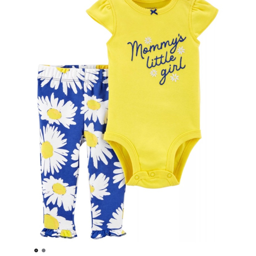 NWT Carter’s Baby Girl 24 M Bodysuit W/Pants Flowers “Mommy’s Little Girl”